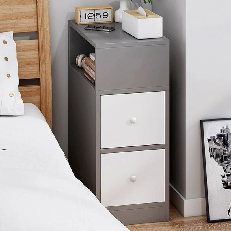 Nightstand Compact Two Drawers Enclosed Cabinet