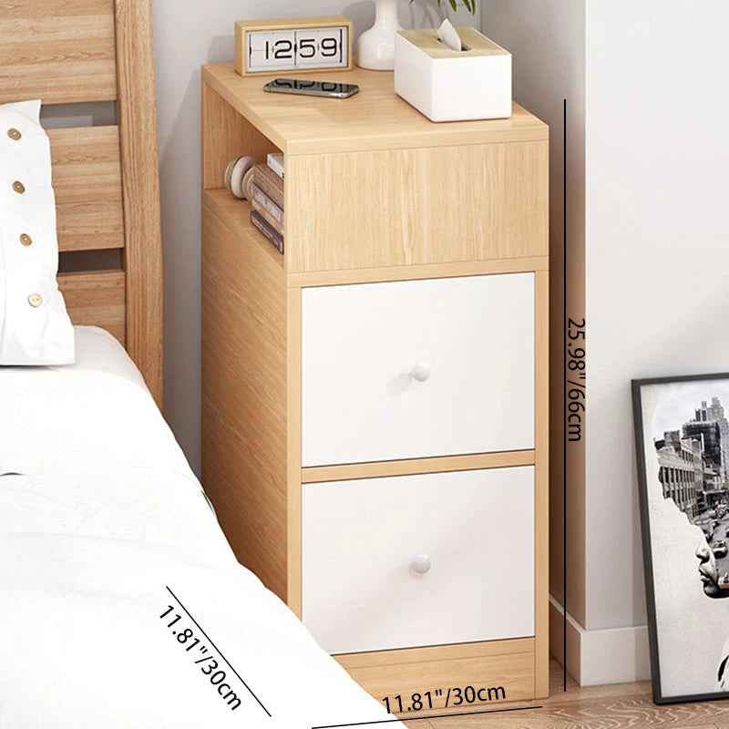 Nightstand Compact Two Drawers Enclosed Cabinet