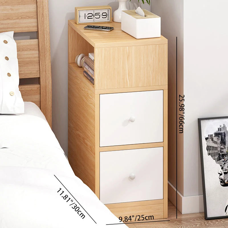 Nightstand Compact Two Drawers Enclosed Cabinet