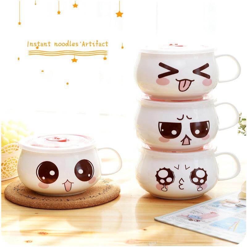 Noodle Bowl Porcelain Illustrated Expressions for Soup & Noodles