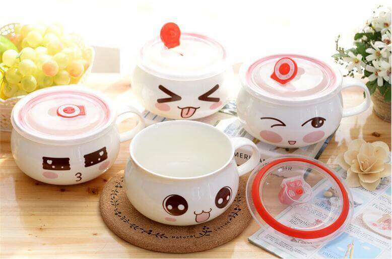 Noodle Bowl Porcelain Illustrated Expressions for Soup & Noodles