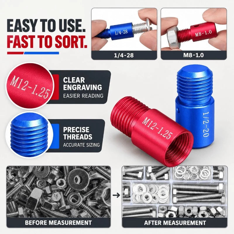 Nut And Bolt Thread Checker Metric & Imperial 26-Piece Set