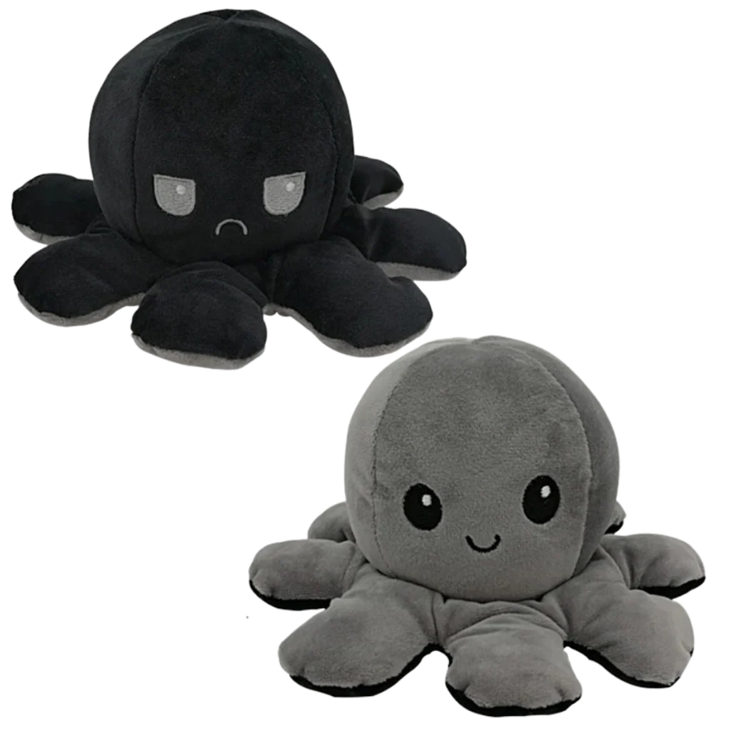 Octopus Plush Toy Reversible Smiling & Frowning Faces Soft Cotton