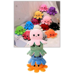 Octopus Plush Toy Reversible Smiling & Frowning Faces Soft Cotton