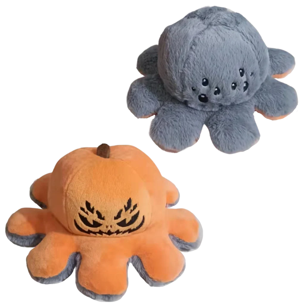 Octopus Plush Toy Reversible Smiling & Frowning Faces Soft Cotton