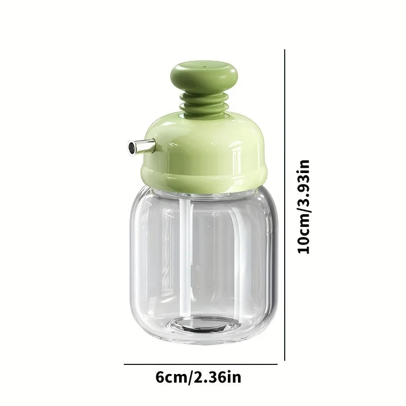 Oil And Sauce Dispenser Bottle Glass Press-Control Drip-Free Spout