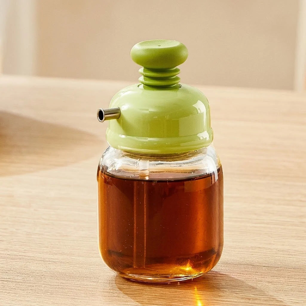 Oil And Sauce Dispenser Bottle Glass Press-Control Drip-Free Spout