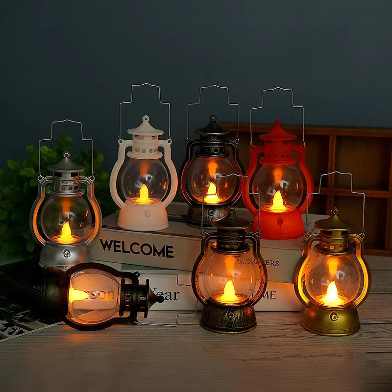Oil Lamp Flameless LED Metal & Glass
