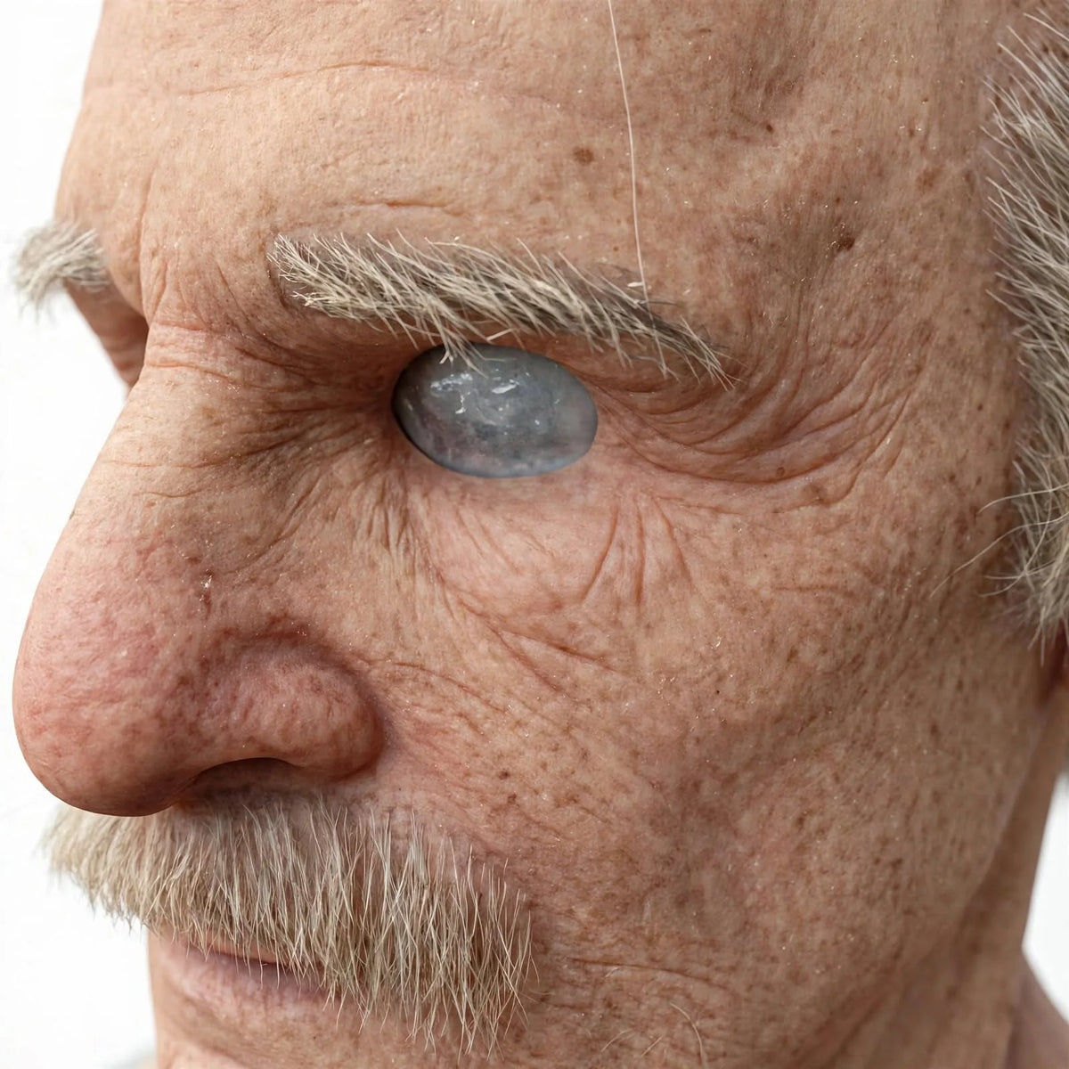 Old Man Costume Mask Natural Latex Full Head Coverage White Mustache