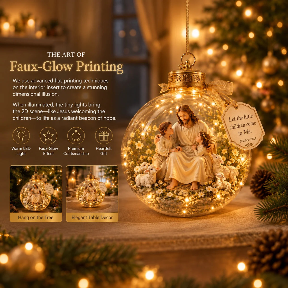 Ornament Lighted Christian Scripture Miniature Scene