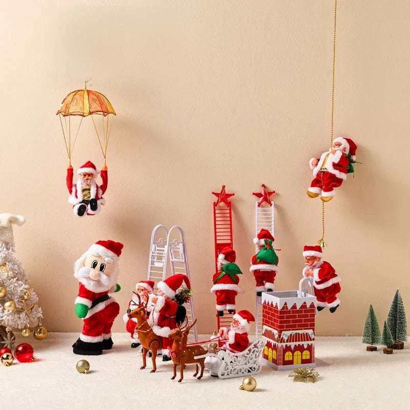 Ornament Parachuting Santa Fabric Canopy & Plush Trim