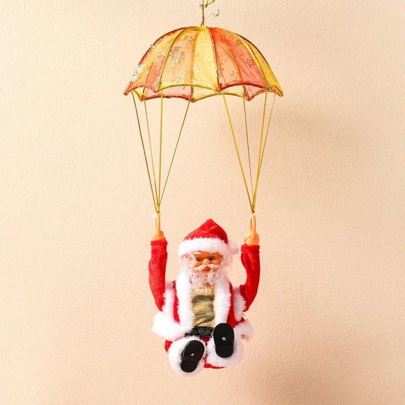 Ornament Parachuting Santa Fabric Canopy & Plush Trim