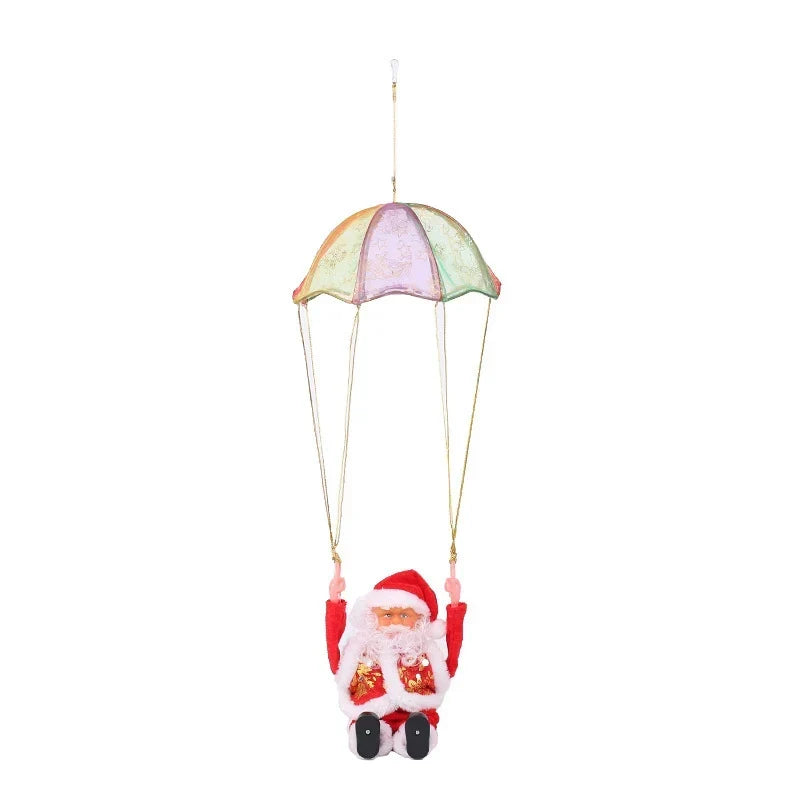 Ornament Parachuting Santa Fabric Canopy & Plush Trim