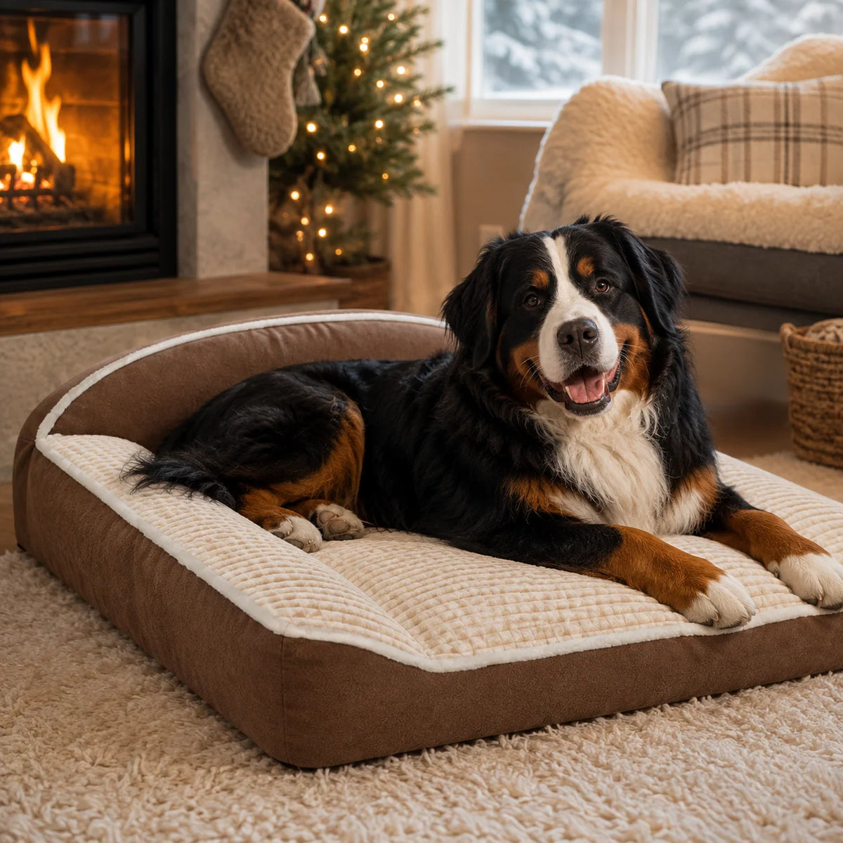 Orthopedic Dog Bed Memory Foam Raised Backrest Washable Cover