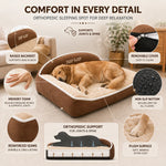 Orthopedic Dog Bed Memory Foam Raised Backrest Washable Cover