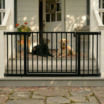 Outdoor Dog Gate Extra Wide Steel Walk-Through Door Pressure-Mounted, Weather-Resistant
