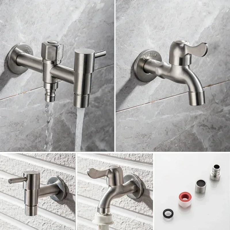 Outdoor Faucet 304 Stainless Steel Wall-Mounted Rust-Resistant