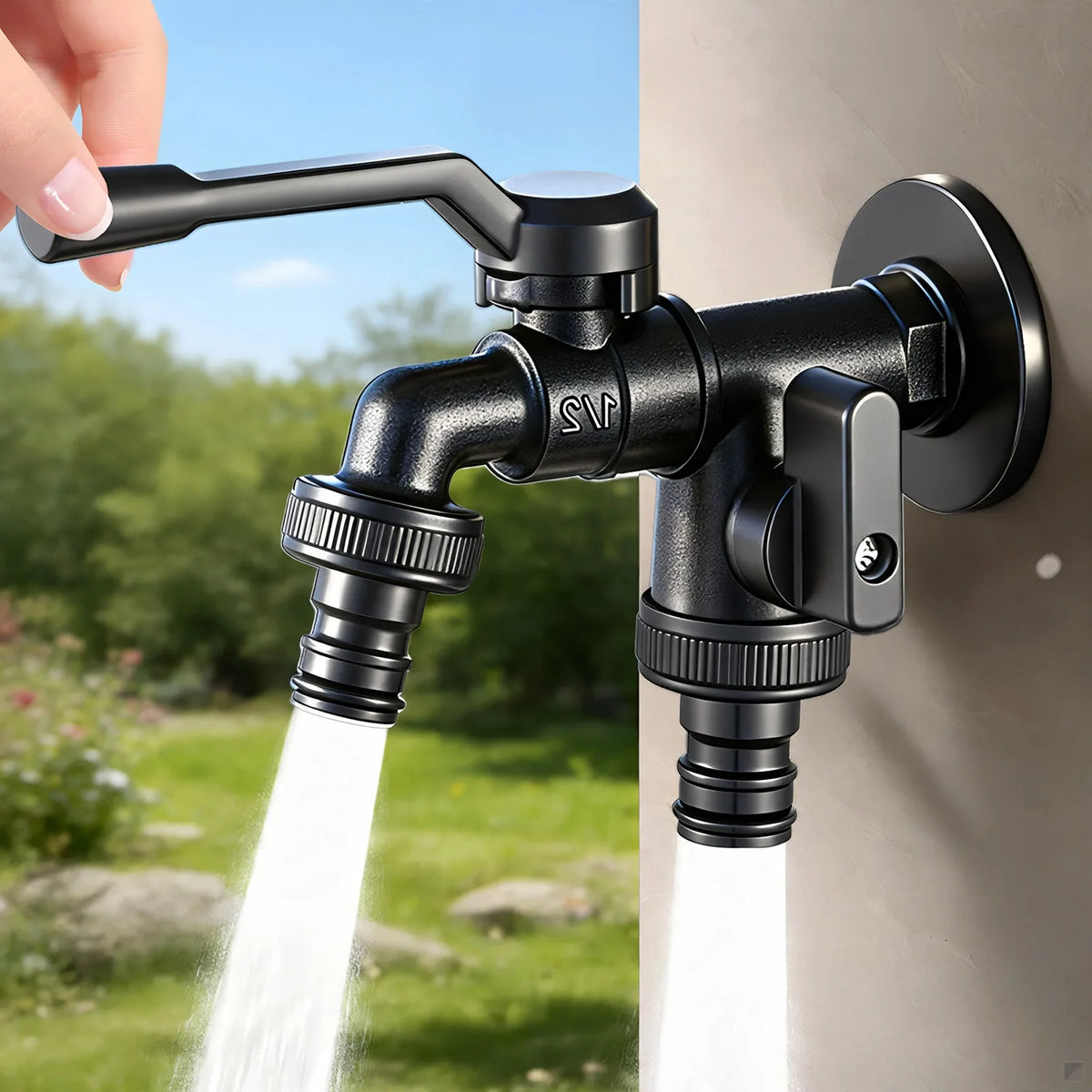 Outdoor Faucet Stainless Steel Frost-Resistant Dual Outlet