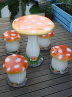 Outdoor Garden Table & Chair Set Mushroom-Inspired Weather-Resistant Plastic