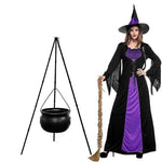Outdoor Halloween Cauldron Lighted Tripod Stand