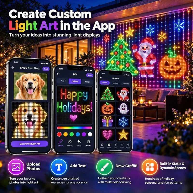 Outdoor LED Net Lights RGBIC Color-Changing Individually Controlled Lights