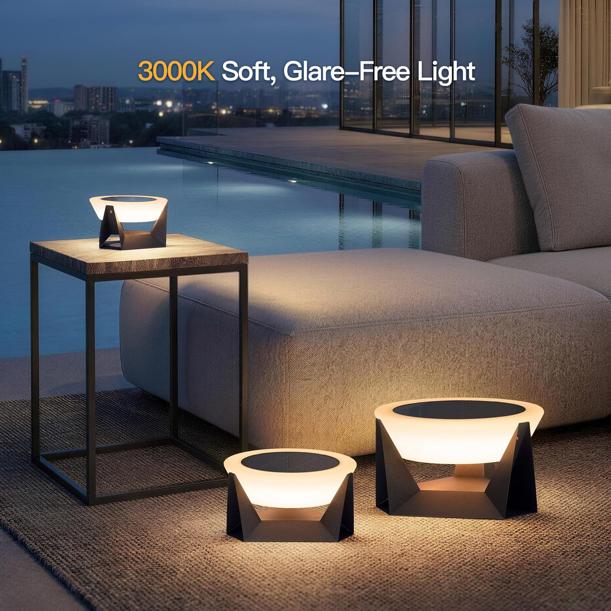 Outdoor Lantern 15-Inch Solar Powered Dusk-to-Dawn Waterproof