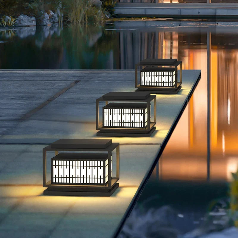 Outdoor Lantern Geometric Design Solar Powered