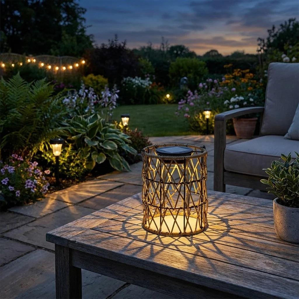 Outdoor Lantern Solar-Powered Waterproof Rattan Weave