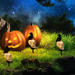 Outdoor Pathway Light Raven Skull Solar-Powered Auto On/Off