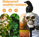 Outdoor Pathway Light Raven Skull Solar-Powered Auto On/Off