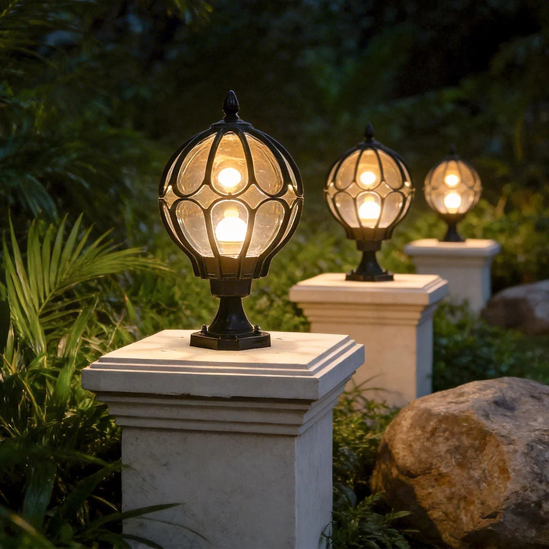 Outdoor Pillar Light IP65 Aluminum Clear Glass Shade