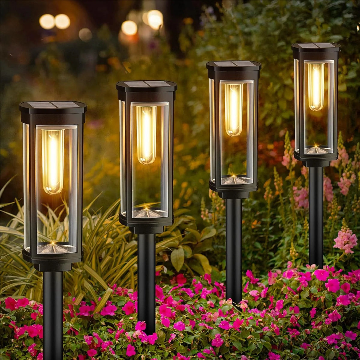 Outdoor Post Lantern Weatherproof Tempered Glass & Corrosion-Resistant Metal