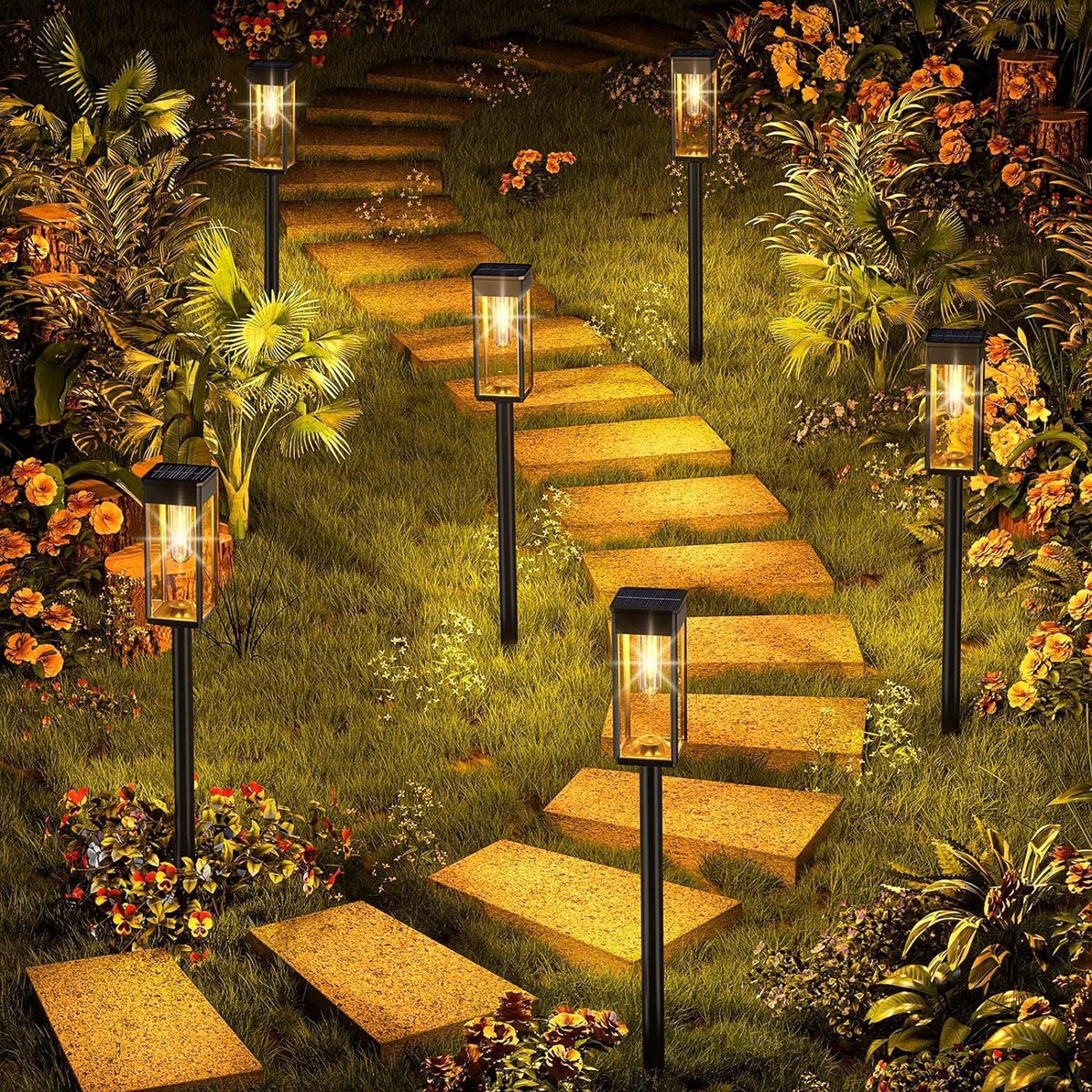 Outdoor Post Lantern Weatherproof Tempered Glass & Corrosion-Resistant Metal
