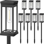 Outdoor Post Lantern Weatherproof Tempered Glass & Corrosion-Resistant Metal