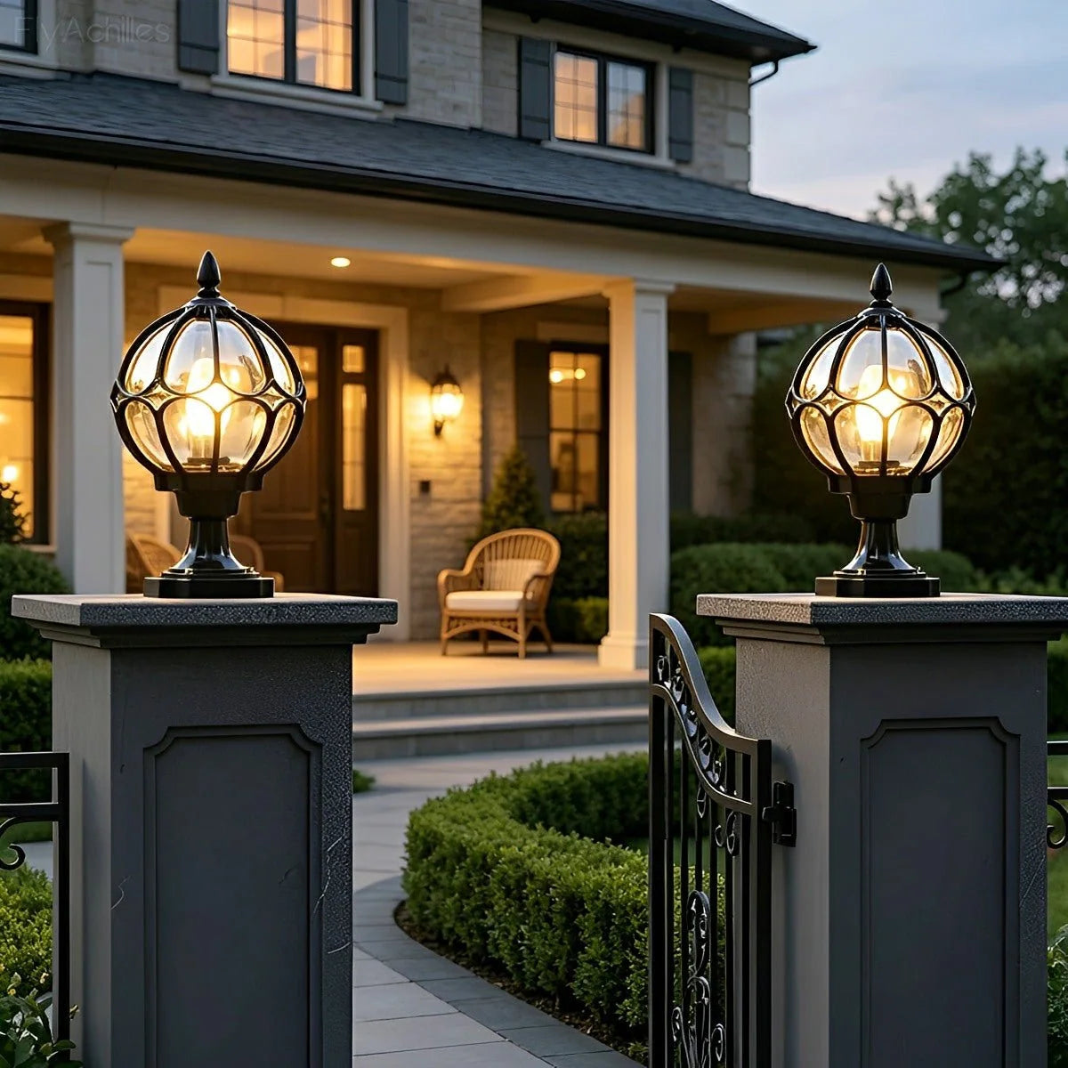Outdoor Post Light IP54 Weather-Resistant Textured Glass