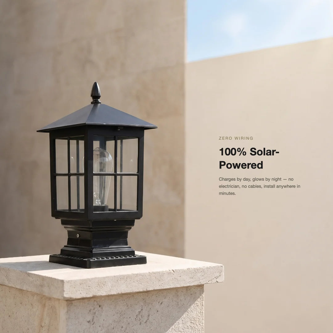 Outdoor Post Light Solar-Powered Dusk-To-Dawn Sensor IP65