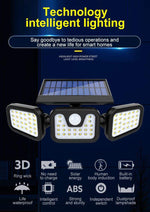 Outdoor Solar Motion Sensor Light Three Adjustable Spotlights
