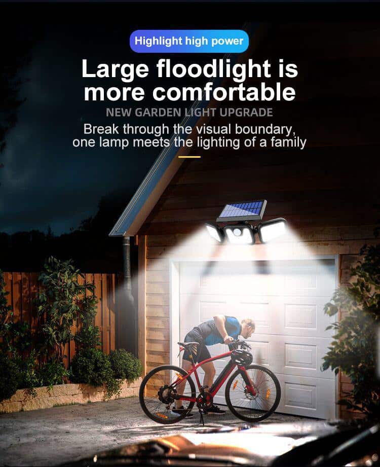 Outdoor Solar Motion Sensor Light Three Adjustable Spotlights
