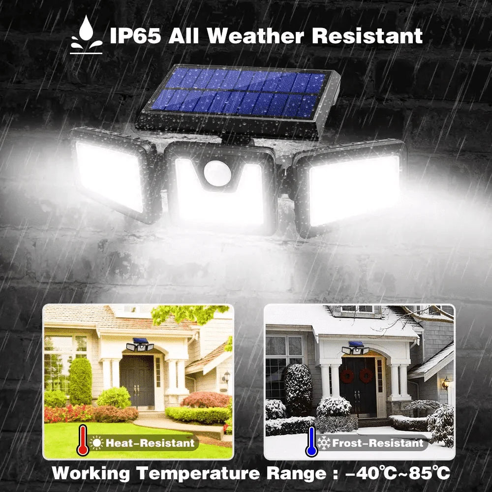 Outdoor Solar Motion Sensor Light Three Adjustable Spotlights