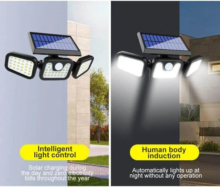 Outdoor Solar Motion Sensor Light Three Adjustable Spotlights