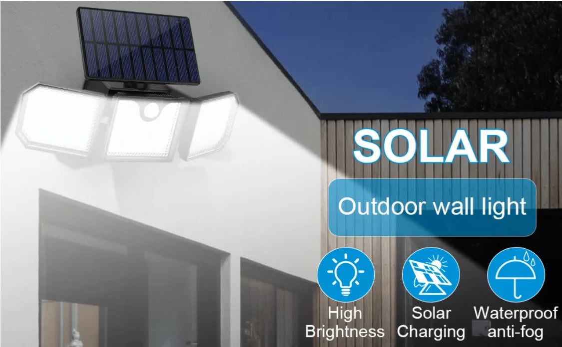 Outdoor Solar Motion Sensor Light Three Adjustable Spotlights