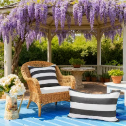 Outdoor Throw Pillow Cover Striped Water-Repellent UV-Stable
