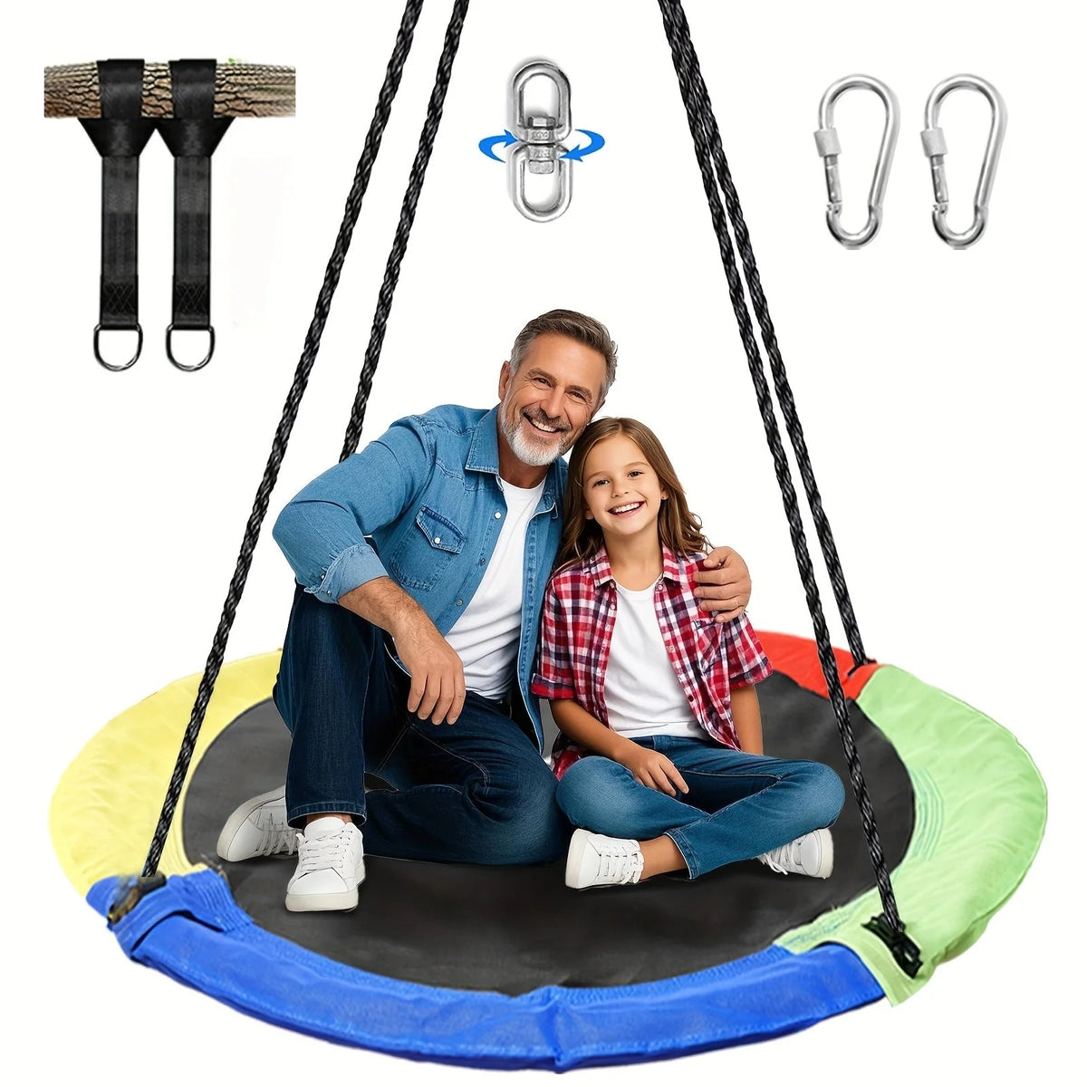 Outdoor Tree Swing 110cm 360° Rotating Waterproof