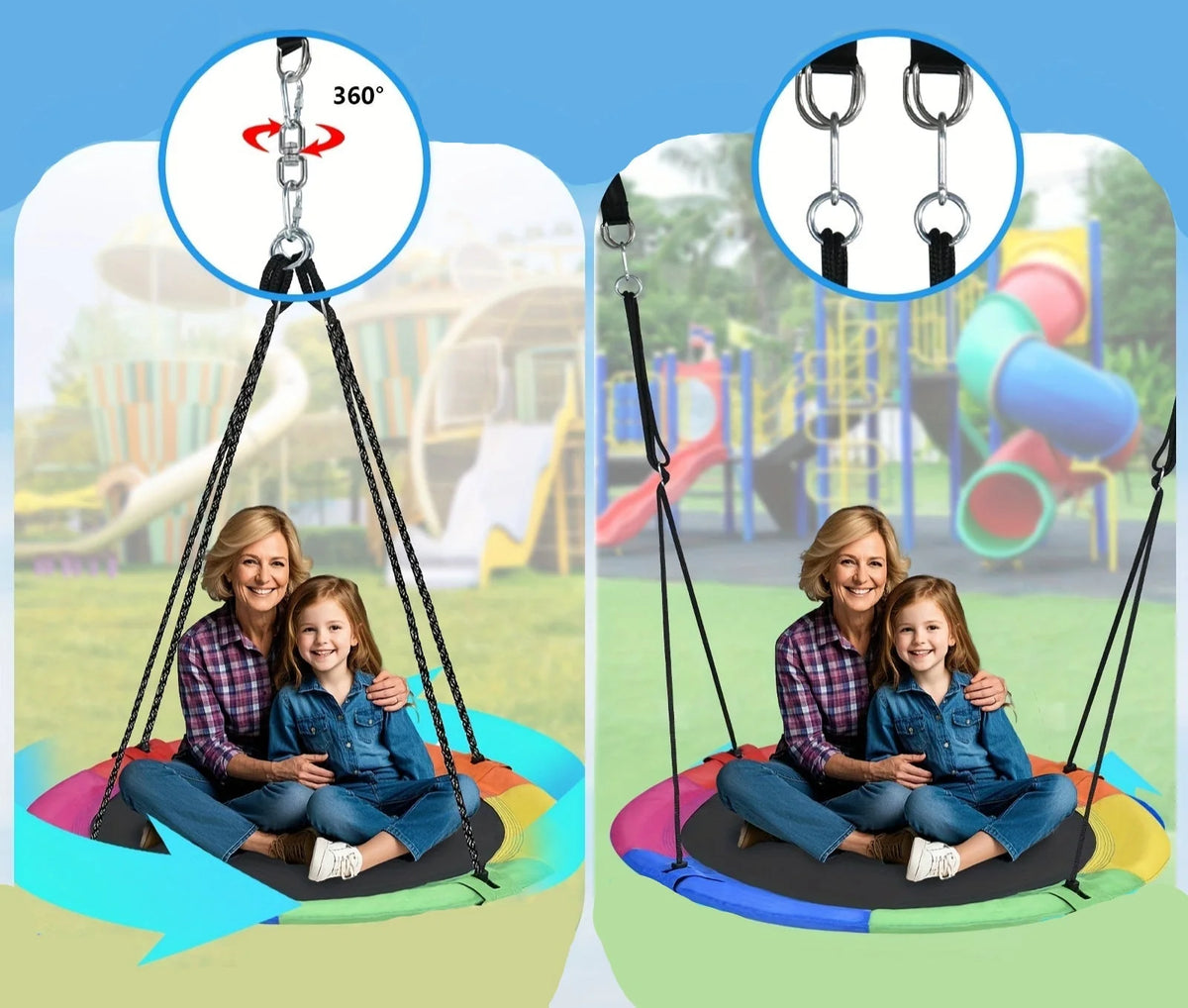 Outdoor Tree Swing 110cm 360° Rotating Waterproof