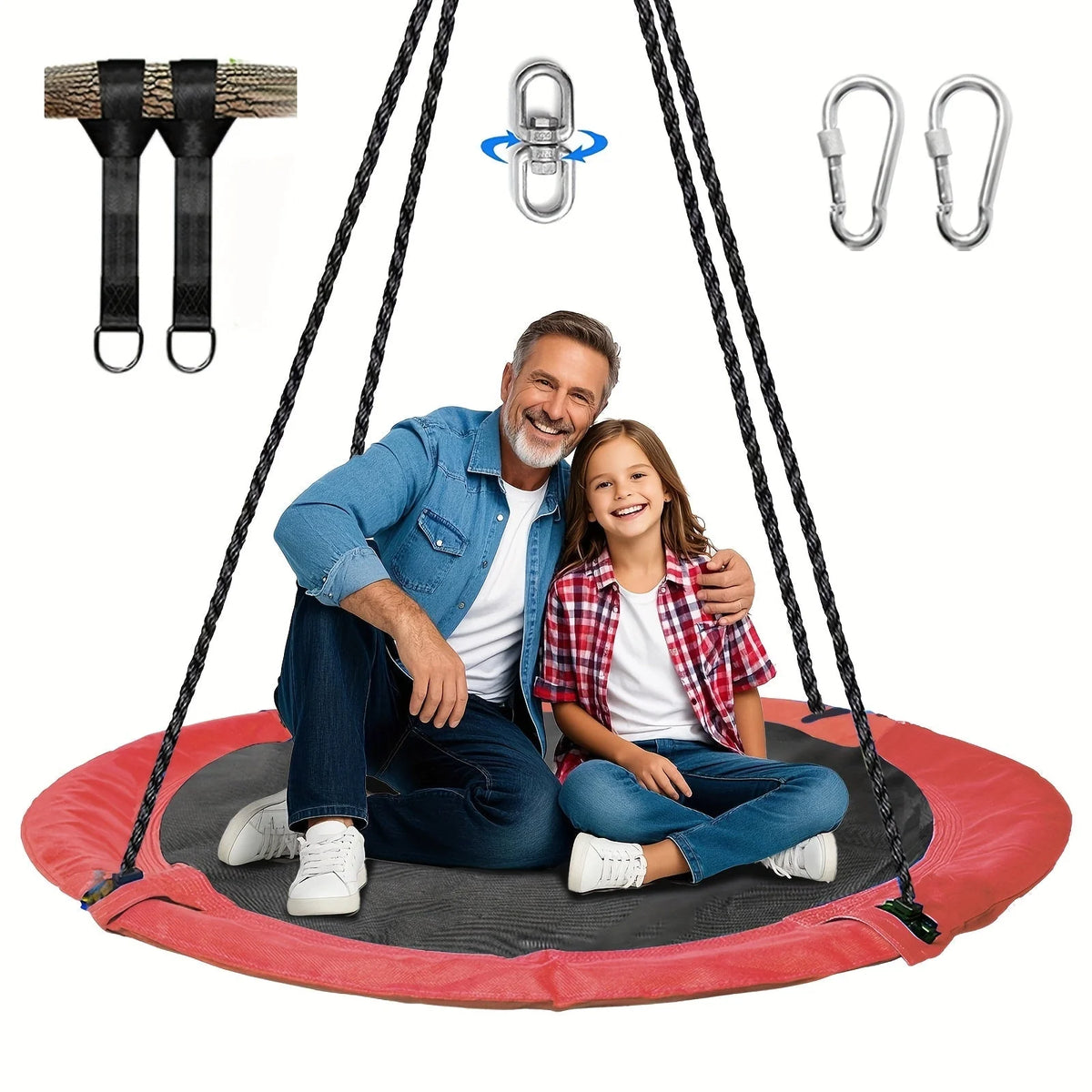 Outdoor Tree Swing 110cm 360° Rotating Waterproof