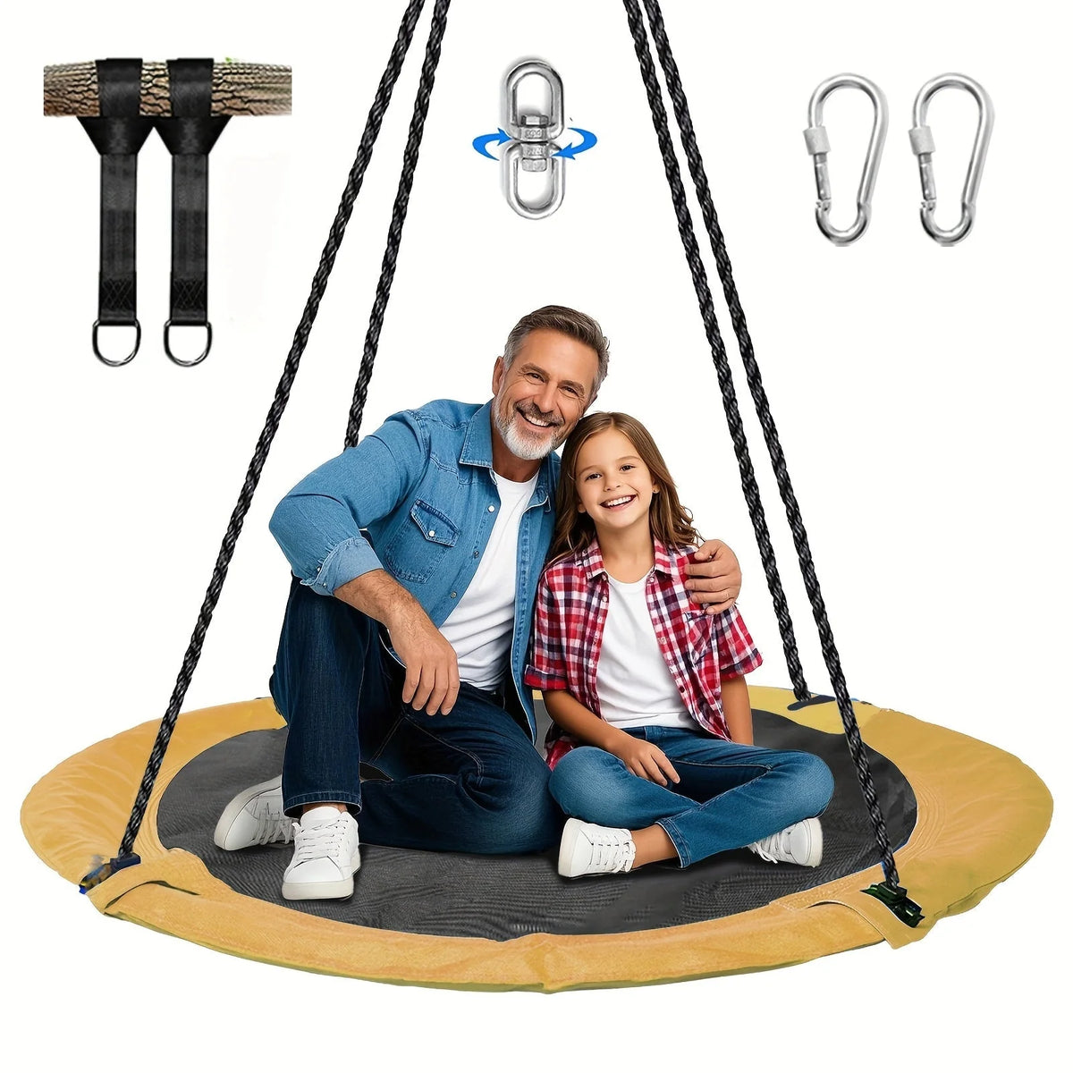 Outdoor Tree Swing 110cm 360° Rotating Waterproof