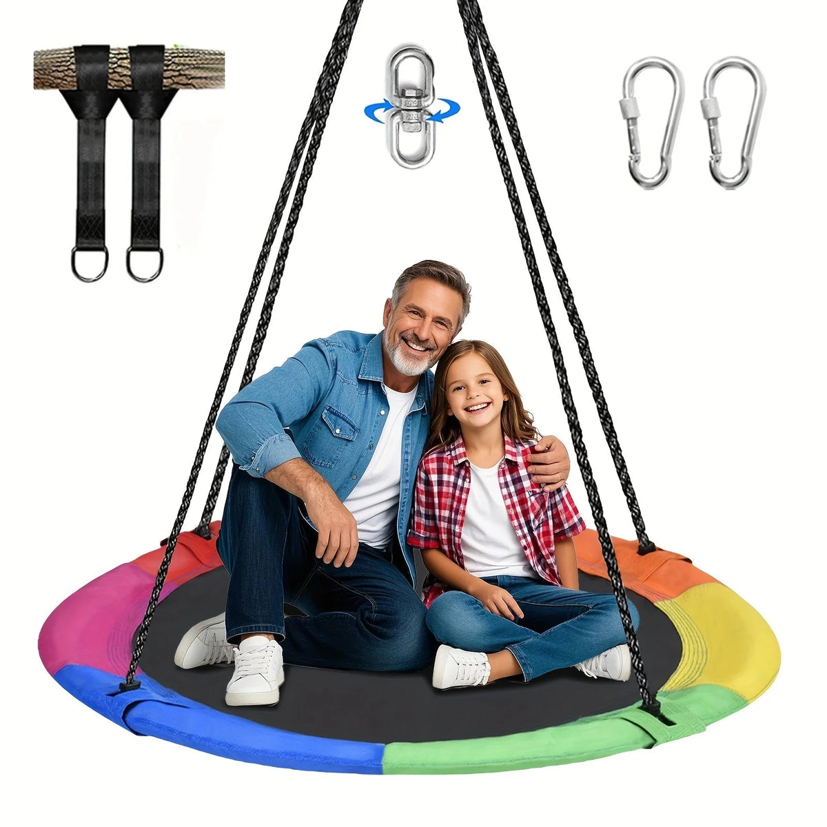 Outdoor Tree Swing 110cm 360° Rotating Waterproof