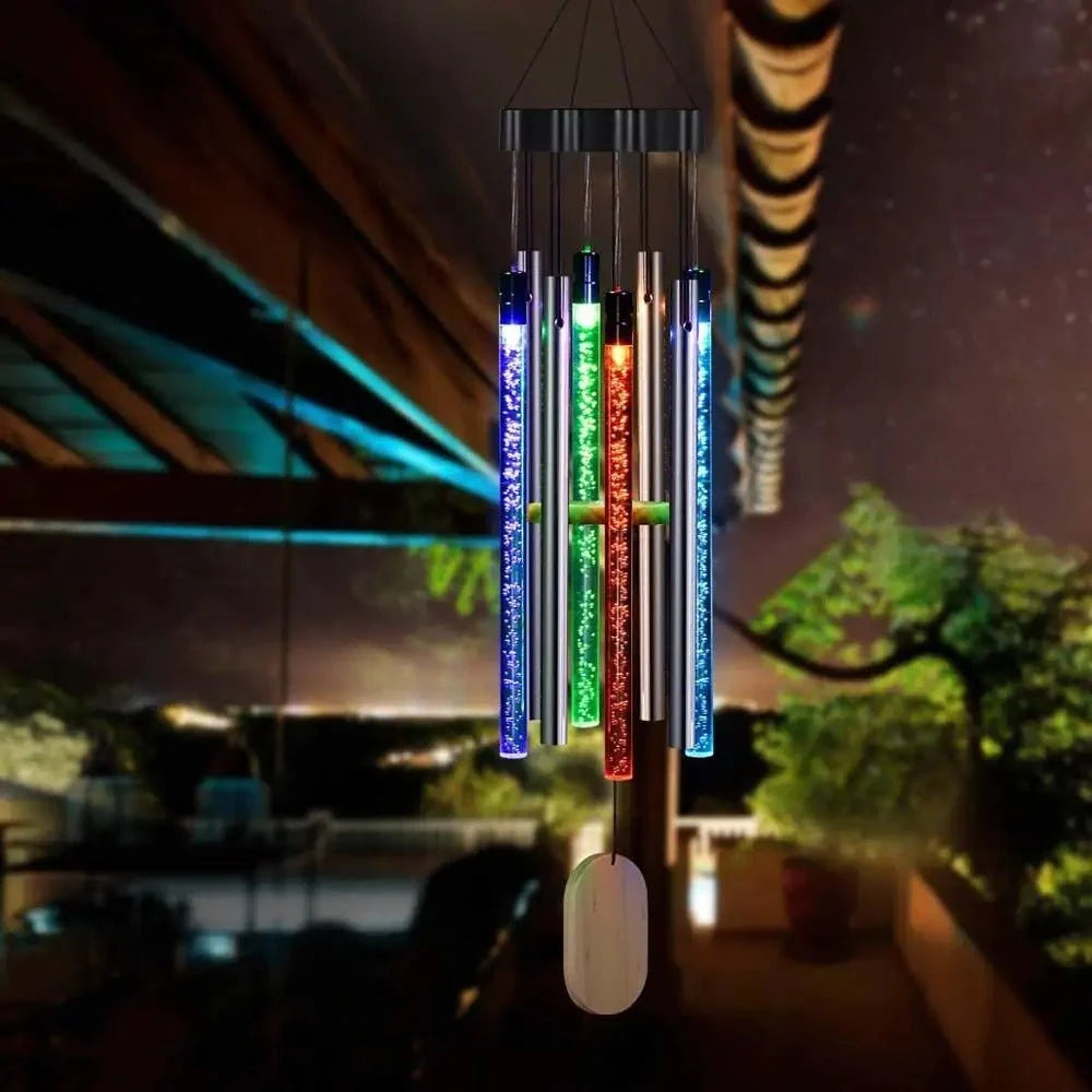 Outdoor Wind Chime Solar-Powered LED Color-Changing