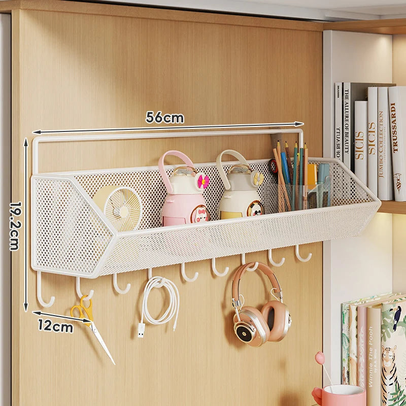 Over Cabinet Storage Basket Ventilated Metal Mesh Drill-Free Hang-On Organizer