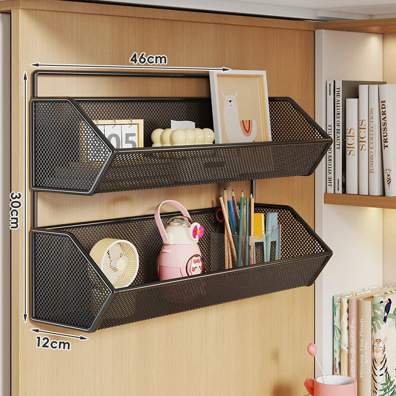 Over Cabinet Storage Basket Ventilated Metal Mesh Drill-Free Hang-On Organizer